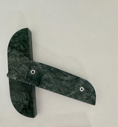 Modern Green Marble Cabinet Handles | Half Moon Stone Pulls