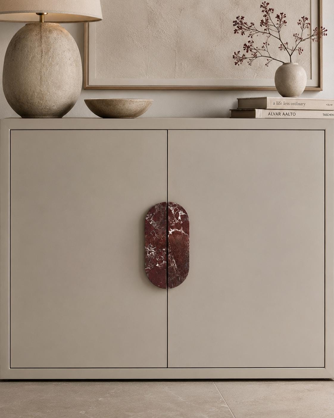 Burgundy Marble Half Moon Cabinet Pulls, Rosso Levanto Drawer Handles