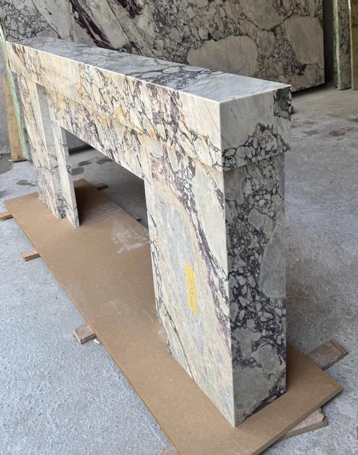 Calacatta Viola marble fireplace surround with hearth for formal living room – view 3