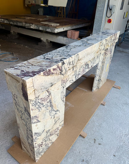 Calacatta Viola marble fireplace surround with hearth for formal living room – view 4