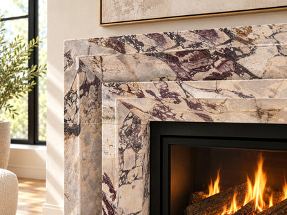 Art Deco Calacatta Viola marble fireplace surround with hearth – view 5