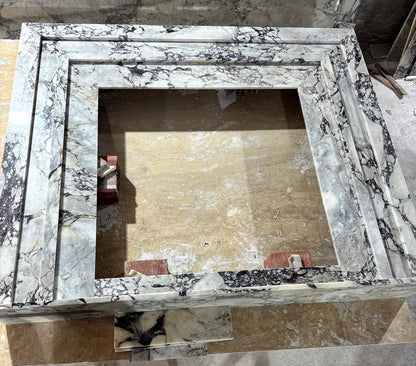 Calacatta Viola marble Art Deco stepped fireplace surround – view 4