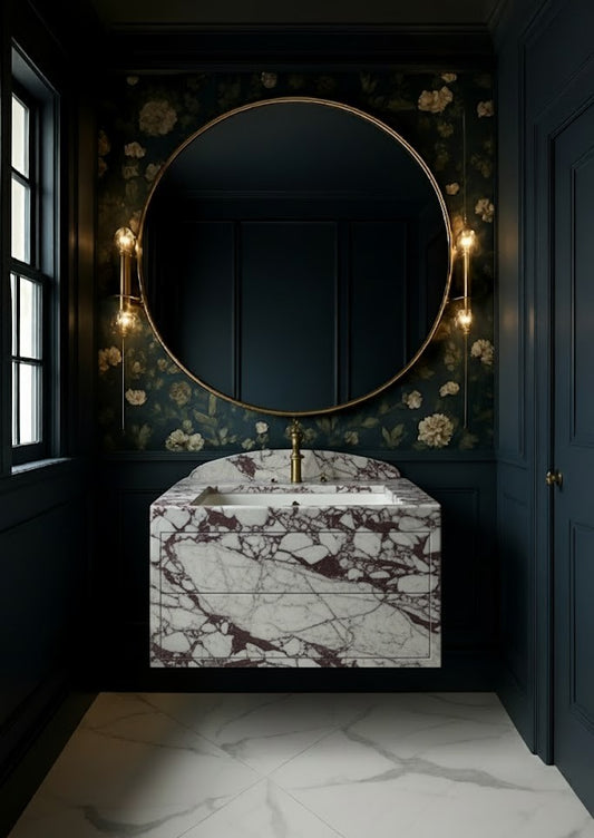 Elegant Floating Vanity Sink – Calacatta Viola Natural Marble Basin