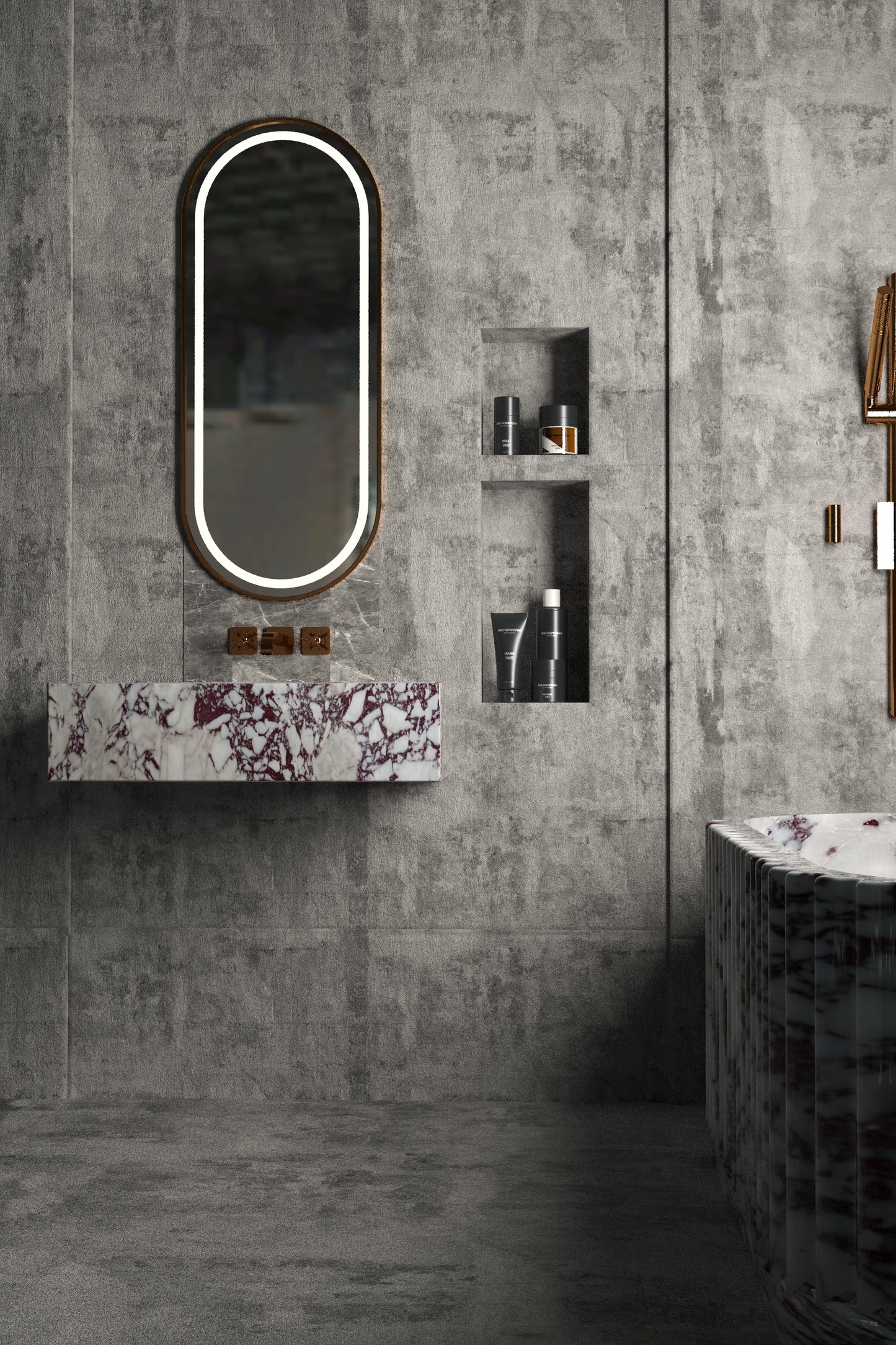 Wall Mounted Calacatta Viola Marble Sink, Modern Bathroom Vanity Sink