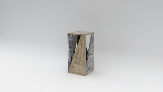 Geometric Marble Pedestal Side Table