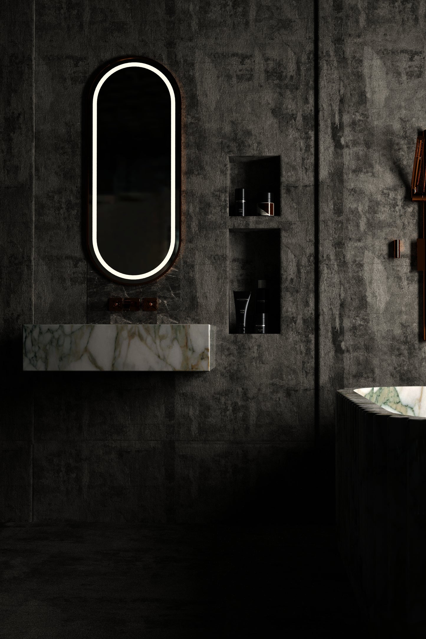 Calacatta Green Marble Sink Wall Mounted