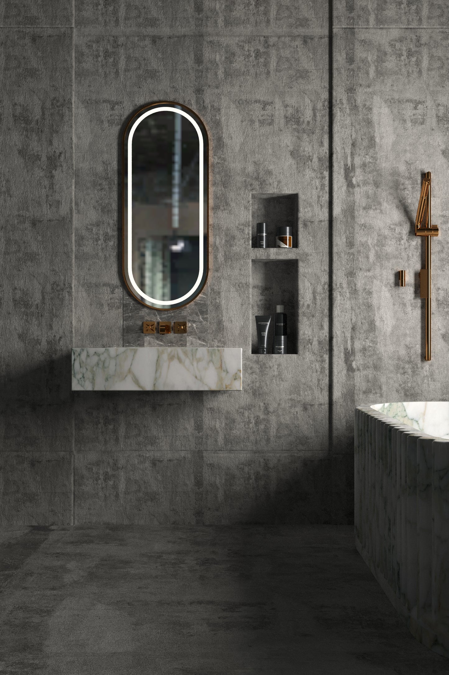 Calacatta Green Marble Sink Wall Mounted